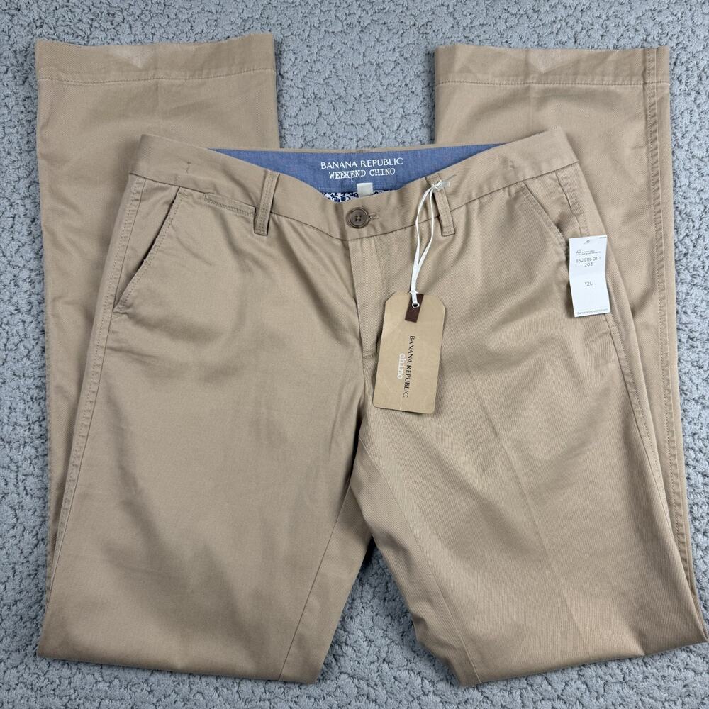 Banana Republic Weekend Chino Pants Womens 12L Brown Khaki Low Rise Boot Cut
